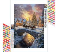 5D Diamond Painting Adultos, Navidad & Villa Diamond Painting kit Completo con Lienzo Mosaico y Brillantes, Full Drill Diamantini Crystal Art, Manualidades Adultos y Decoración, 30x50cm 2Z#215
