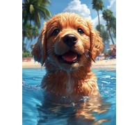 5D Diamond Painting Adultos Perro Dibujos Con Diamantes Sea, Pintar Con Diamantes kit Bordado Principiantes DIY Full Drill Cuadrado Embroidery Kit Pintura per Decorazioni Casa Pareti 60x90cm C-S98T9