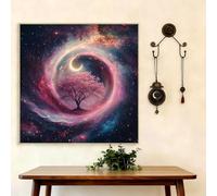 5D Diamond Painting Adultos, Pintura de Diamantes Árbol de La Vida, Luna Diamond Painting Kit Completo, Diamante Cristal Artes Bordado Punto de Cruz Diamante Dibujos para Principiantes 60x60cm G8-884