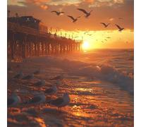 5D Diamond Painting Adultos, Pintura de Diamantes Atardecer, Océano Diamond Painting Kit Completo, Diamante Cristal Artes Bordado Punto de Cruz Diamante Dibujos para Principiantes 40x40cm G8-535