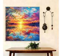 5D Diamond Painting Adultos, Pintura de Diamantes Atardecer, Océano Diamond Painting Kit Completo, Diamante Cristal Artes Bordado Punto de Cruz Diamante Dibujos para Principiantes 65x65cm G8-534