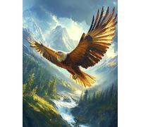 5D Diamond Painting Adultos, Pintura de Diamantes DIY, Águila Diamond Art Cuadros Completa Redondo Diamantes, Punto de Cruz Diamante Dibujos con Diamantes Decoración Hogar, Animal 1/40x50cm A62S-656