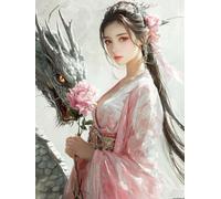 5D Diamond Painting Adultos,Pintura de Diamantes DIY,Dragón Diamond Art Cuadros Completa Redondo Diamantes,Punto de Cruz Diamante Dibujos con Diamantes para Decoración Hogar,Mujer/90x120cm A62S-903