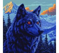 5D Diamond Painting Adultos, Pintura de Diamantes Lobo, Animales Diamond Painting Kit Completo, Diamante Cristal Artes Bordado Punto de Cruz Diamante Dibujos para Principiantes 25x25cm G8-482