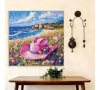 5D Diamond Painting Adultos, Pintura de Diamantes Océano, Sombrero Diamond Painting Kit Completo, Diamante Cristal Artes Bordado Punto de Cruz Diamante Dibujos para Principiantes 40x40cm G8-294