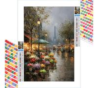 5D Diamond Painting Adultos, Vista de la calle & París Diamond Painting kit Completo con Lienzo y Brillantes, Full Drill Diamantini Crystal Art, Manualidades Adultos y Decoración, 40x50cm 2Z#946