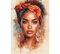 5D Diamond Painting África Pintura de Diamante Kit Mujer Diamond Art Painting Niños, Manualidades Adultos Dibujos con Diamantes Punto de Cruz Set para Decoración Pared del hogar 60x80 cm X4-1177