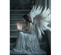 5D Diamond Painting Ángel Diamond Painting Adultos Chica Dibujos con Diamantes, DIY Bordado de Punto de Cruz Diamante Pintura Kit Completo para Principiantes, Decoracion Hogar, Regalo 35x45cm N6-1448