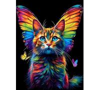 5D Diamond Painting Ángel Diamond Painting Adultos Gato Dibujos con Diamantes, DIY Bordado de Punto de Cruz Diamante Pintura Kit Completo para Principiantes, Decoracion Hogar, Regalo 90x120cm N6-1446