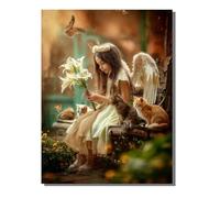 5D Diamond Painting áNgel Flor, Pintura Diamante, Diamond Painting Kit Completo Niños Regalo, DIY Manualidades Adultos Pintura Diamante Para Decoración Navidad De Pared Del Hogar 40x50cm SYLF299