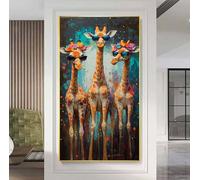 5D Diamond Painting Animal Diamond Painting Kit Completo Niños, Pintura Diamante Jirafa Cuadros de Diamantes, DIY Punto de Cruz Cuadro Diamantes Manualidades Adultos para Decoración 70 x 140 cm C-734