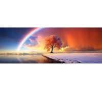 5D Diamond Painting Árbol Arco Iris Diamond Art Kit, DIY Grande Pintura de Diamantes Adultos Punto de Cruz Kit, Diamond Art Crystal Crafts para Decoración de Pared Hogar 45x130 cm/18x51 Inch M-360