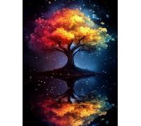5D Diamond Painting áRbol De La Vida Diamond Painting Adultos Lago Cuadro Diamantes Manualidades Adultos Punto De Cruz Kit Completo DIY Cuadrado Diamante Pintura Decoración Hogar 40x60cm T-S97WL
