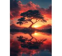 5D Diamond Painting áRbol Diamond Painting Adultos Lago Manualidades Adultos Dibujos Con Diamantes DIY Strass Round Full Drill Punto de Cruz Kit Completo para Decoración Hogar, Regalo 50x80cm I-4564C