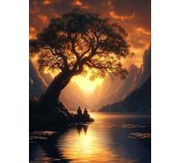 5D Diamond Painting áRbol, Diamond Painting Kit Lago, Pintura Diamante Adultos Cuadro Diamantes Kit Bordado Principiantes DIY Round Full Drill Embroidery Kit Decorazioni Casa Pareti, 70x100cm C-V8446