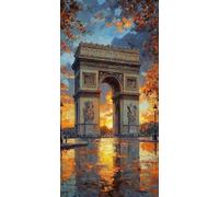 5D Diamond Painting Arco Del Triunfo Diamond Painting Adultos ParíS Dibujos Con Diamantes Manualidades Adultos Punto De Cruz DIY Full Drill Round Completo Kit para Decoración Hogar 60x120cm E-0V2819