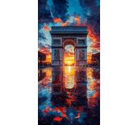 5D Diamond Painting Arco Del Triunfo Diamond Painting Adultos Sunset Dibujos Con Diamantes Manualidades Adultos Punto De Cruz DIY Full Drill Round Completo Kit para Decoración Hogar 60x120cm 3-18404J