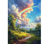 5D Diamond Painting ArcoíRis, Diamond Painting Adultos Paisaje, DIY Manualidades Adultos, Dibujos con Diamantes Punto de Cruz Bordado Kit, Pintura Diamante pour Decoración Hogar Regalo 40X50cm T-6756