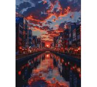 5D Diamond Painting Atardecer, Diamond Painting Adultos RíO, DIY Manualidades Adultos, Dibujos con Diamantes Punto de Cruz Bordado Kit, Pintura Diamante pour Decoración Hogar Regalo 80X110cm 4-5019