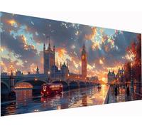 5D Diamond Painting Atardecer, Grande Diamond Painting Adultos Londres, DIY Pintura Diamante Punto de Cruz Kits, Kit de Arte de Mosaico, Manualidades para Adultos, Decoracion Hogar 80x40cm C-4726