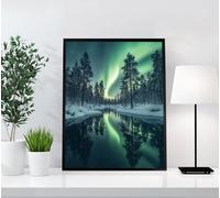 5D Diamond Painting Aurora Diamond Painting Adultos Lago, DIY Pintura Diamante Manualidades Adultos y Niños, Kit Completo Cristal Pintura De Diamante, Para Decoración Hogar, Regalos 50x70cm 3OJ-IO