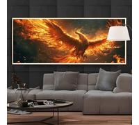 5D Diamond Painting Ave Fénix Diamond Painting Kit Completo Redondo, DIY Cuadros Diamantes Pintar con Diamantes Adultos, Pintura Diamante Arte Artesanía para Decoración Pared Hogar 100 X 40cm-132FC