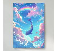 5D Diamond Painting Ballena, ArcoíRis Pintura de Diamante Adultos, DIY Cristal Diamante Painting, Kit de Arte de Mosaico, Ideal para Principiantes, Para Decoración De Hogar, Regalo PjY1951 P-H