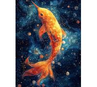 5D Diamond Painting Ballena, Diamond Painting Kit Cielo Estrellado, Pintura Diamante Adultos Cuadro Diamantes Kit Bordado DIY Round Full Drill Embroidery Kit Decorazioni Casa Pareti, 50x80cm V-K8167