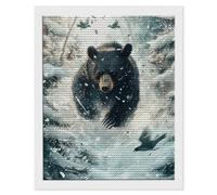 5D Diamond Painting, Bosque De Osos Negros Pintura de Diamante Adultos, DIY Cristal Diamante Painting, Kit de Arte de Mosaico, Ideal para Principiantes, Para Decoración De Hogar 35x55cm T-361