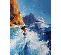 5D Diamond Painting Bote, Diamond Painting Kit Mujer, Pintura Diamante Adultos Cuadro Diamantes Kit Bordado Principiantes DIY Round Full Drill Embroidery Kit Decorazioni Casa Pareti, 30x40cm C-6763A