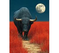 5D Diamond Painting Buey Diamond Painting Adultos Luna Dibujos con Diamantes Manualidades Adultos DIY Full Drill Quadrato Completo Strass Punto De Cruz Kit para Decoración Hogar, Regalo 40x50cm P-1R58