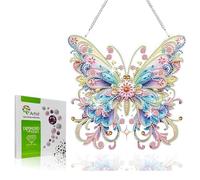 5D Diamond Painting Butterfly Kit de Pintura Diamante 5D Mariposa Colgante Adorno Decorativo con Cadena para Ventanas y Jardín DIY Arte para Adultos,Set Completo de Pintura de Diamantes con Piedras