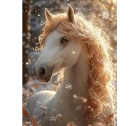 5D Diamond Painting Caballo Diamond Painting Adultos Animal Manualidades Adultos Dibujos Con Diamantes DIY Strass Round Full Drill Punto de Cruz Kit Completo para Decoración Hogar, 30x40cm Q-04795