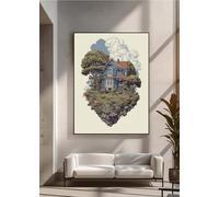 5D Diamond Painting, Casa Arquitectura Pintura de Diamante, Redondo Taladro Completo DIY Diamante Painting, Gemas Artesanía kit de Arte de Mosaico para Decor De Pared Del Hogar 70x95cm PjY9527 P-O