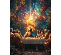 5D Diamond Painting Cielo Estrellado Diamond Painting Adultos, DIY Manualidades Adultos Kit Punto de Cruz La úLtima Cena, Diamante Art Rhinestones Bordado Kit, Decoración Hogar Regalo 90x120cm T-1544