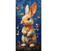 5D Diamond Painting Conejo Diamond Painting Adultos Animal Dibujos Con Diamantes Manualidades Adultos Punto De Cruz DIY Full Drill Round Completo Kit para Decoración Hogar, Regalo 30x60cm M-8C117A