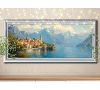 5D Diamond Painting Costa,Campo,Kit de Pintura Diamante DIY para Adultos y Niños,Bordado de Diamantes Punto de Cruz,Cuadros de Diamantes Arte y Mosaico,Decoración de Pared Salón 100x250cm 59E-1785