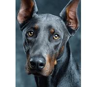 5D Diamond Painting Doberman Pinscher Diamond Painting Adultos Perro Dibujos con Diamantes Manualidades Adultos DIY Full Drill Round Punto de Cruz Kit Completo para Decoración Hogar 30x40cm 2-1949H