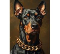 5D Diamond Painting Doberman Pinscher Diamond Painting Adultos Perro Dibujos con Diamantes Manualidades Adultos DIY Full Drill Round Punto de Cruz Kit Completo para Decoración Hogar, 50x80cm Y-4H11