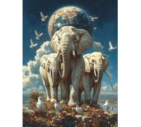 5D Diamond Painting Elefante Diamond Painting Adultos Animal Cuadro Diamantes Manualidades Adultos Punto De Cruz Kit Completo DIY Full Drill Cuadrado Diamante Pintura Decoración Hogar 80x120cm T-S883B