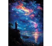 5D Diamond Painting Estatua De La Libertad Diamond Painting Adultos, DIY Manualidades Adultos Kit Punto de Cruz Cielo Estrellado, Diamante Art Bordado Kit, Decoración Hogar Regalo 90x120cm E-5074