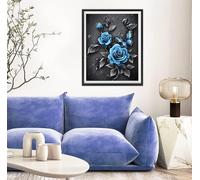 5D Diamond Painting Flor, Azul Diamond Painting Adultos, DIY Pintura Diamante Manualidades Adultos Cristal Punto de Cruz para la Decoración De Pared del Hogar, Regalos Para Mujeres 25x35cm s-11475