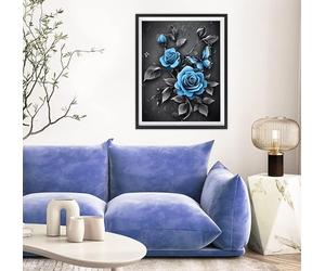 5D Diamond Painting Flor, Azul Diamond Painting Adultos, DIY Pintura Diamante Manualidades Adultos Cristal Punto de Cruz para la Decoración De Pared del Hogar, Regalos Para Mujeres 25x35cm s-11475