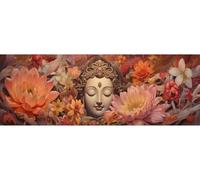 5D Diamond Painting Flor De Buda Diamond Art Kit, DIY Grande Pintura de Diamantes Adultos Punto de Cruz Kit, Diamond Art Crystal Arts Crafts para Decoración de Pared Hogar 45x130 cm/18x51 Inch M-416