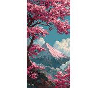 5D Diamond Painting Flor de Cerezo, Kits de Pintura de Diamante Montañas Nevadas para Adultos 50x120cm, DIY Diamond Painting Adultos Grande Dibujos con Diamantes para Decoración del Hogar (RD808)