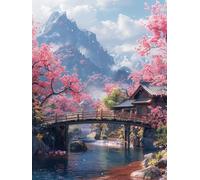 5D Diamond Painting Flor Diamond Painting Adultos Puente Cuadro Diamantes Manualidades Adultos Punto De Cruz Kit Completo DIY Full Cuadrado Diamante Pintura Decoración Hogar, Regalo 40x60cm O-328M7