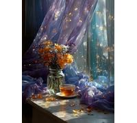 5D Diamond Painting Flor Diamond Painting Adultos Té Dibujos con Diamantes Manualidades Adultos DIY Strass Full Drill Round Punto de Cruz Kit Completo para Decoración Hogar, Regalo 50x80cm B-7X61