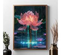 5D Diamond Painting Flor, Pintura Diamante Loto Diamond Painting Kit Completo Niños, DIY Manualidades Adultos Pintura de Diamante Para Decor De Pared Del Hogar, Regalos para Mujer 50x70cm JPF M-4