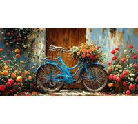 5D Diamond Painting Flores para bicicletas, Pintura Diamante, Pintura de Diamante Kit Completo Niños Regalo, Manualidades Adultos Diamond Painting Para Decor De Pared Del Hogar, Regalos 50x100cm g1120