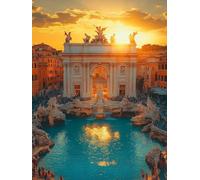 5D Diamond Painting Fontana De Trevi Diamond Painting Adultos Roma Dibujos Con Diamantes Manualidades Adultos Punto De Cruz DIY Strass Full Drill Cuadrado Completo Kit Decoración Hogar 30x40cm D-RY68T